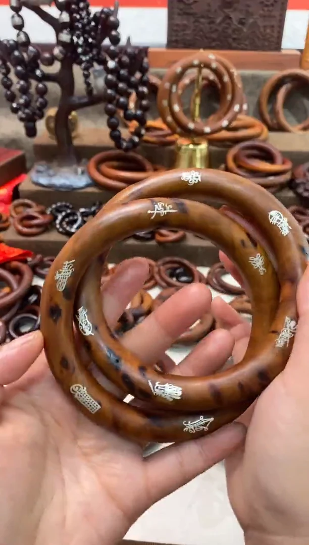 木枣木80乾坤圈双面镶银五雷五路全品一物一拍