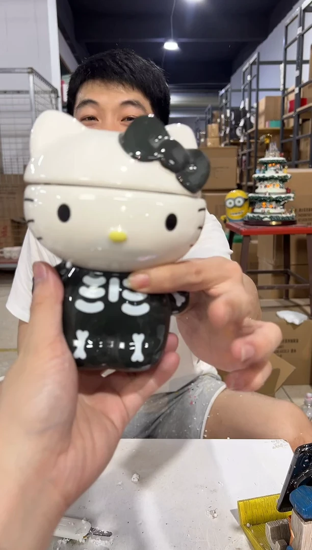 瓷片小号灰色kt全身罐微瑕