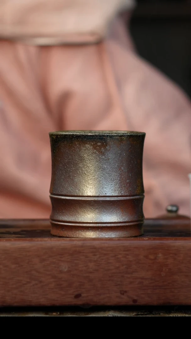 茶壶紫砂柴烧紫砂竹节杯