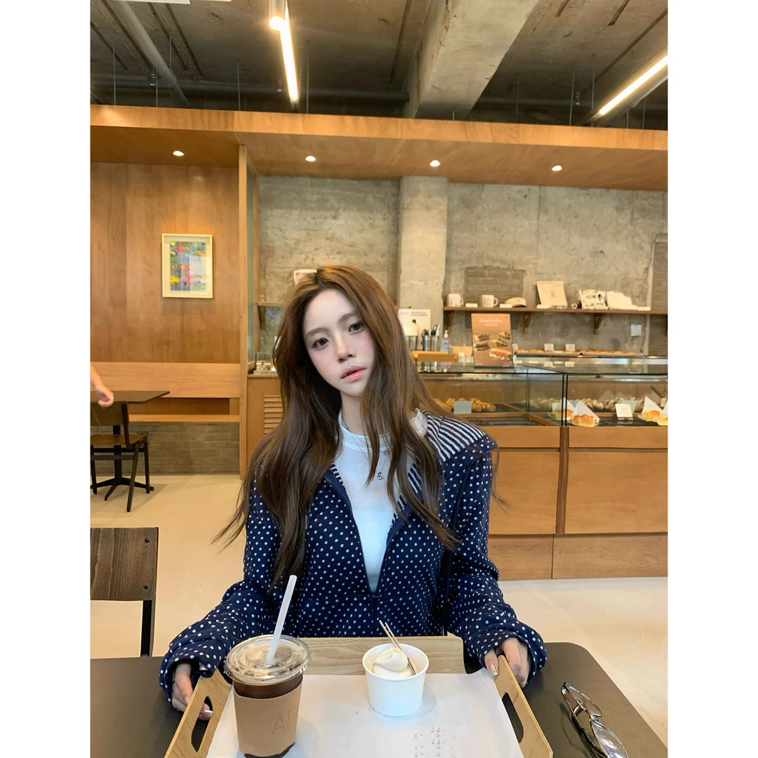 韩系波点连帽休闲外套C 9318#