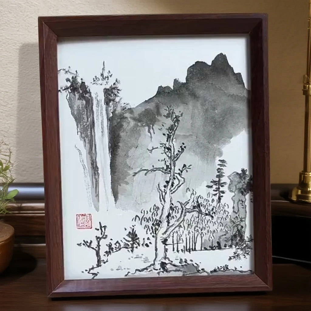 风生水起10寸文创书画手写手绘摆件书画作品
