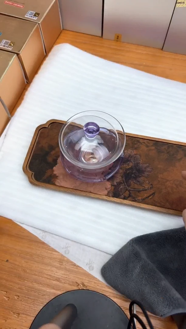 风谜金标沁兰盖碗浅紫+茶巾