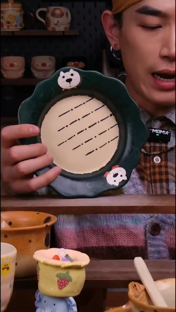 盘陶景德镇可爱设计师款陶瓷