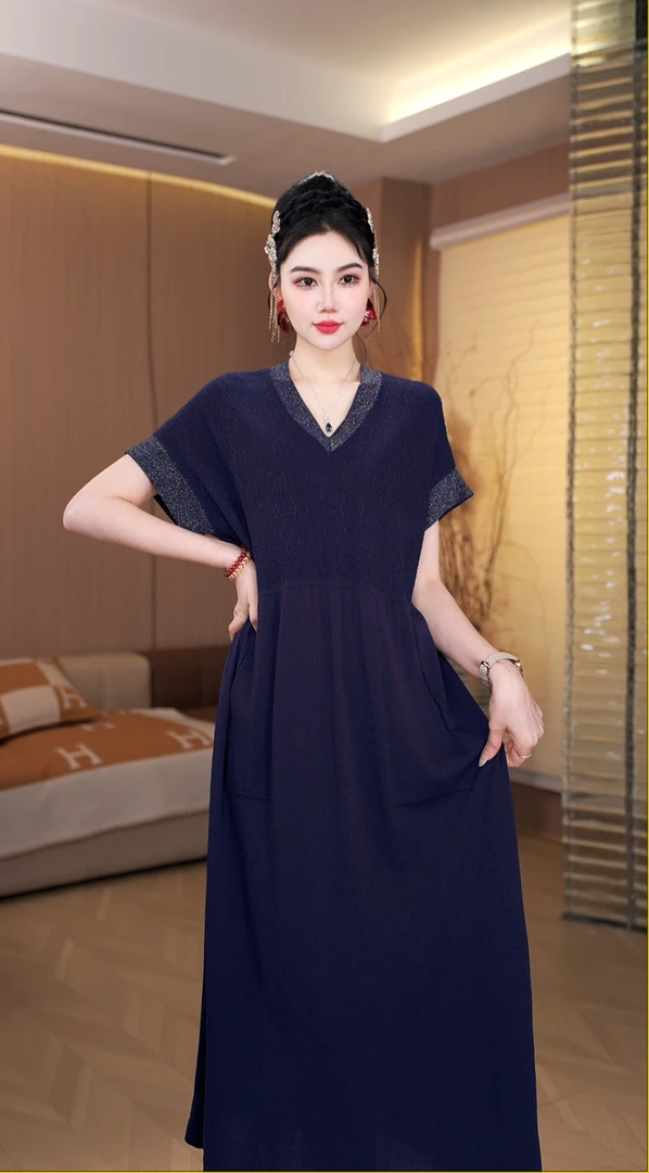 【乐成】夏季新款休闲百搭高端气质洋气减龄显瘦连衣裙-8895#