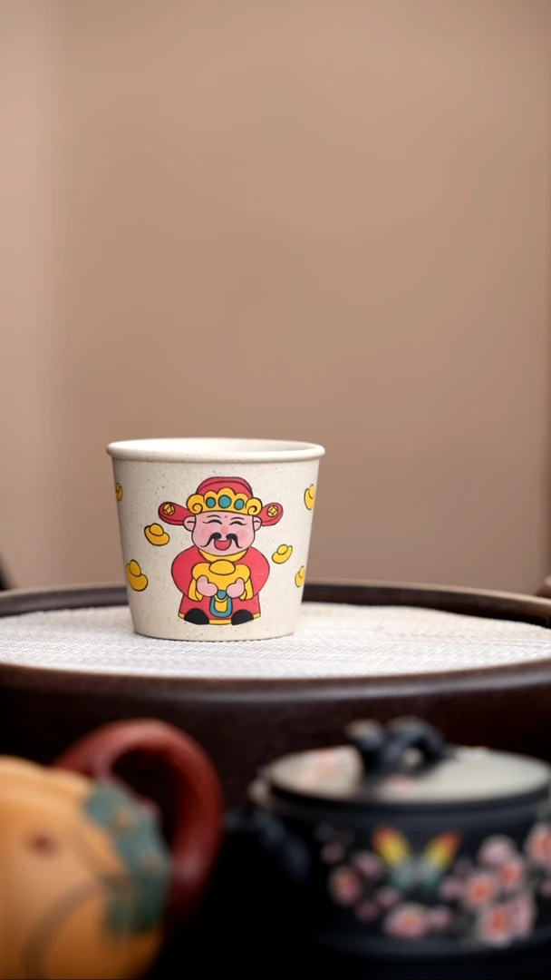 茶壶紫砂白玉段大直口杯财爷