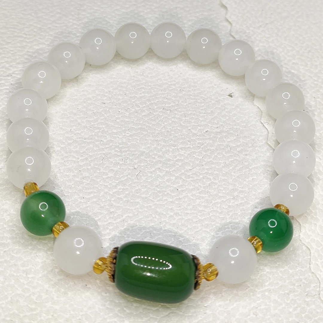 1013天然玉石白月光手串手链e