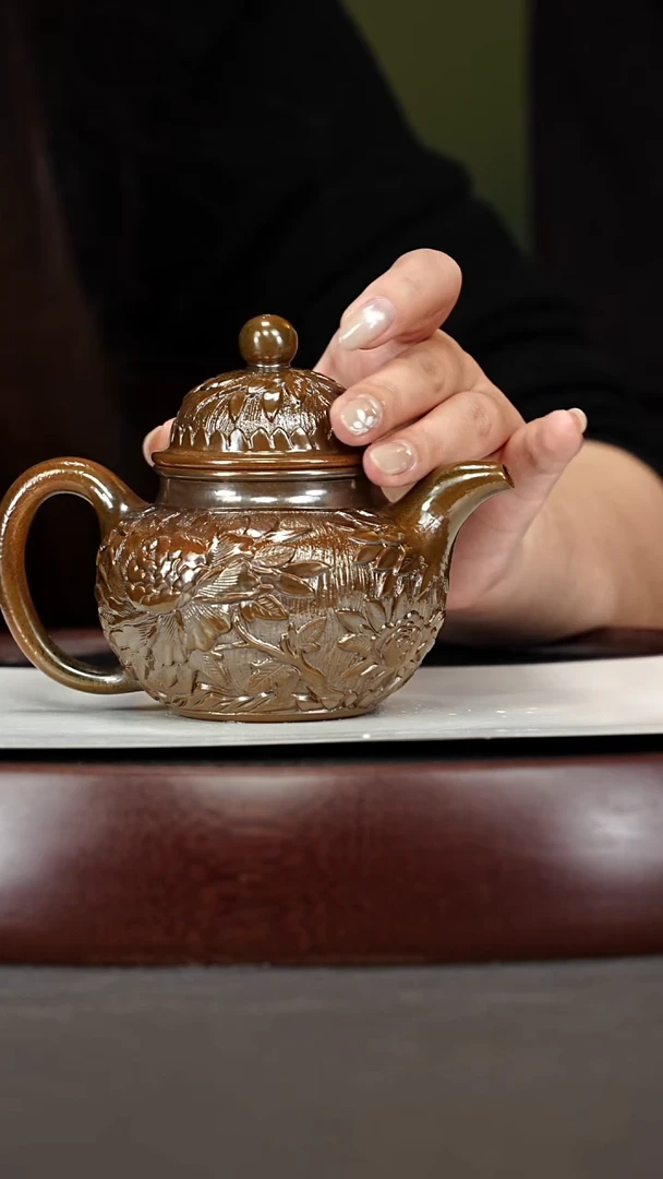 茶壶紫砂15PHJ掇球 大红袍均釉烧