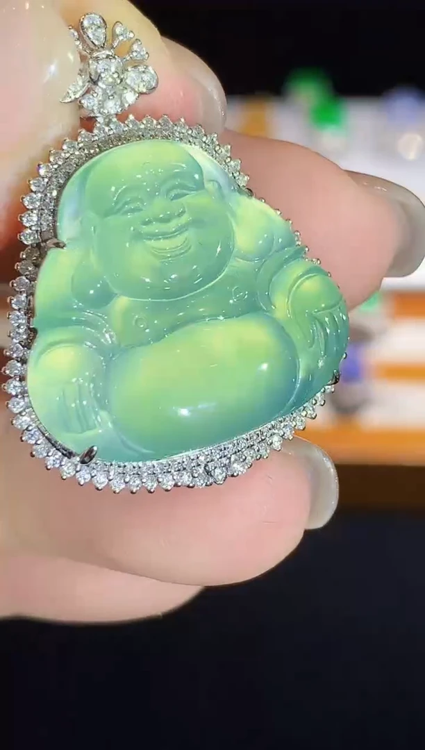 翡翠18K金镶嵌吊坠(不含链)YL