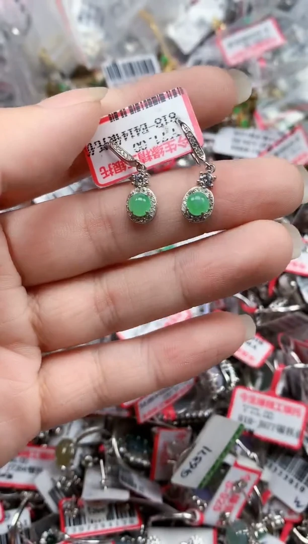银S925镶嵌戒指翡翠天然A货缅甸翡翠