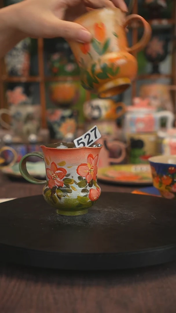紫砂油画釉下彩手绘527