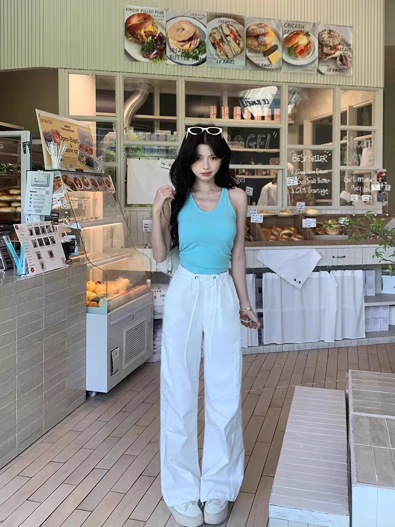 满意家工字背带胸垫背心2025夏季新款纯欲打底内搭外穿无袖上衣女