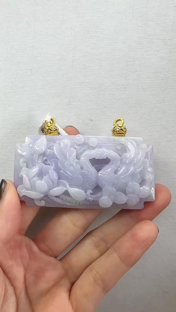 颈饰未镶嵌翡翠一***鸟国风翡翠