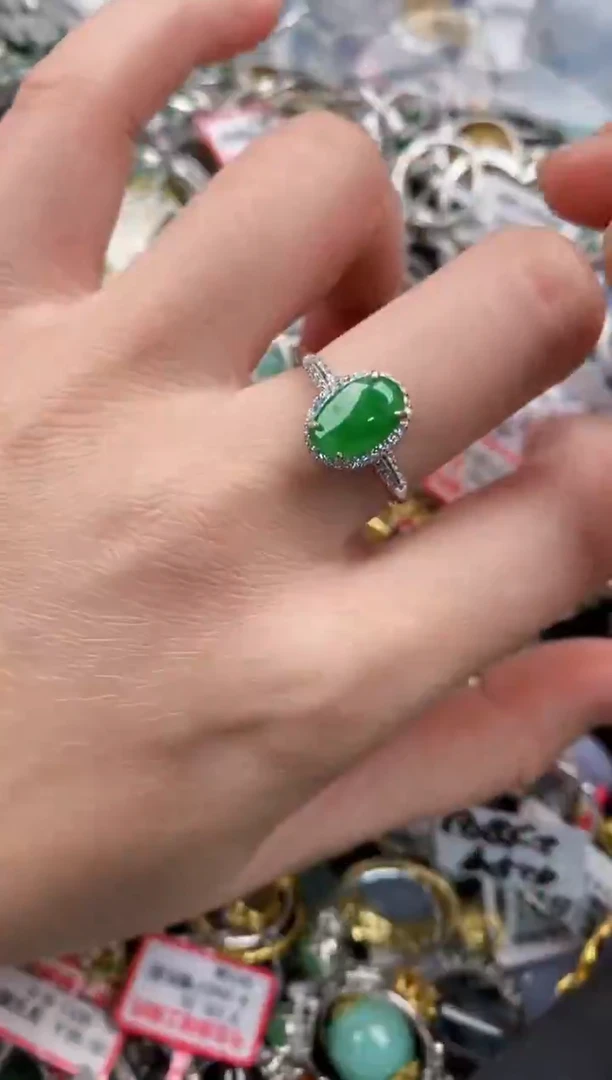 银S925镶嵌戒指翡翠555     4