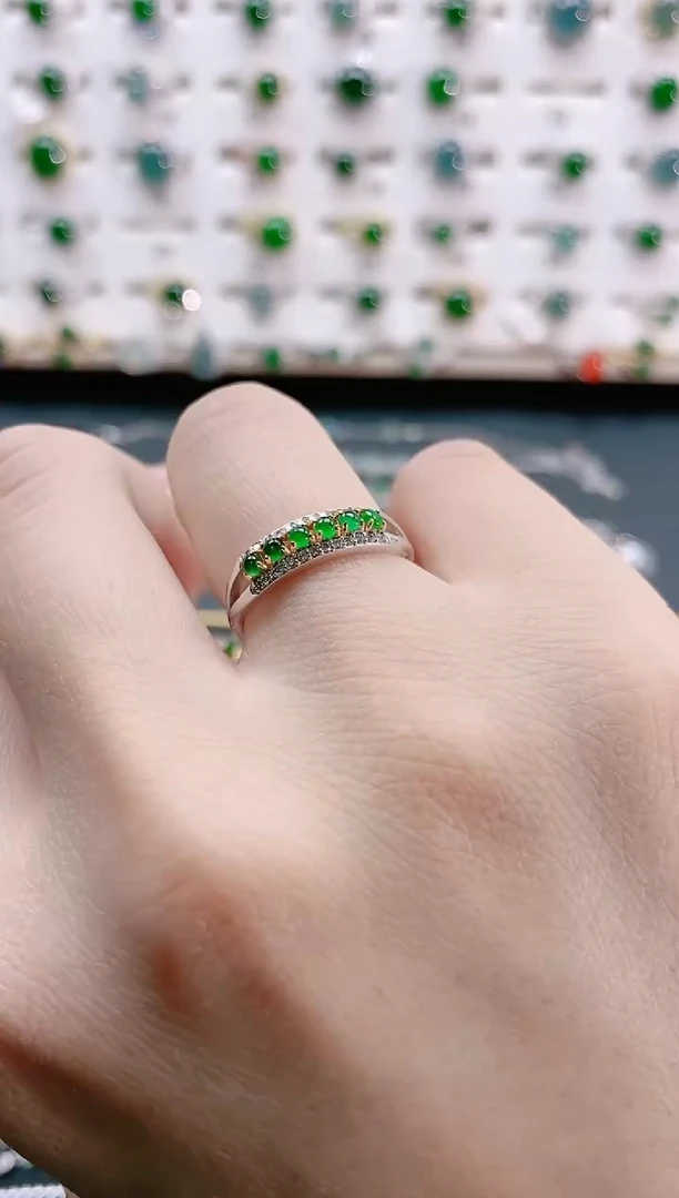 【闪购商品】翡翠戒指银S925镶嵌天然翡翠