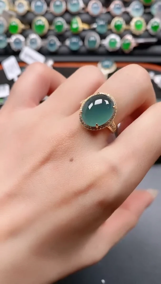 银S925镶嵌戒指翡翠1