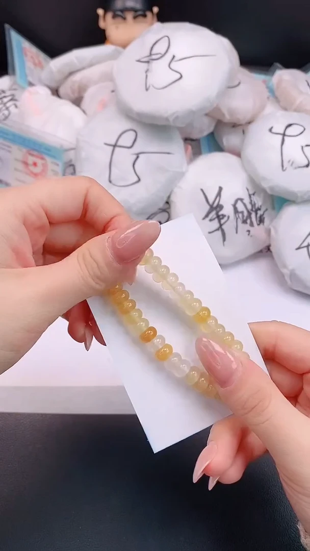未镶嵌手串石英质玉黄龙算盘珠手串