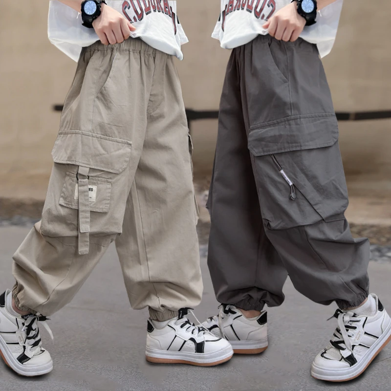 痞帅风男童工装裤薄款2025新款男孩冰丝裤儿童裤子夏装休闲速干裤