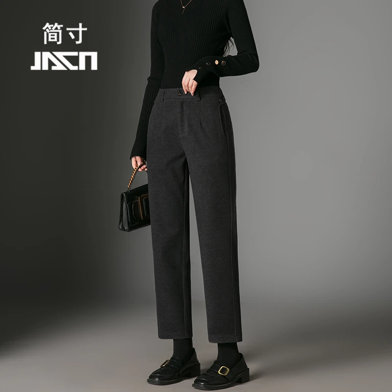 笑脸镰刀裤秋冬新款百搭哈伦裤女高腰显瘦休闲裤加厚保暖烟管裤