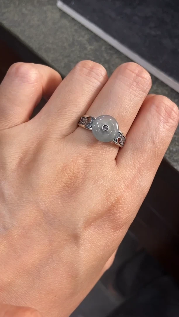 银S925镶嵌挂件翡翠戒指