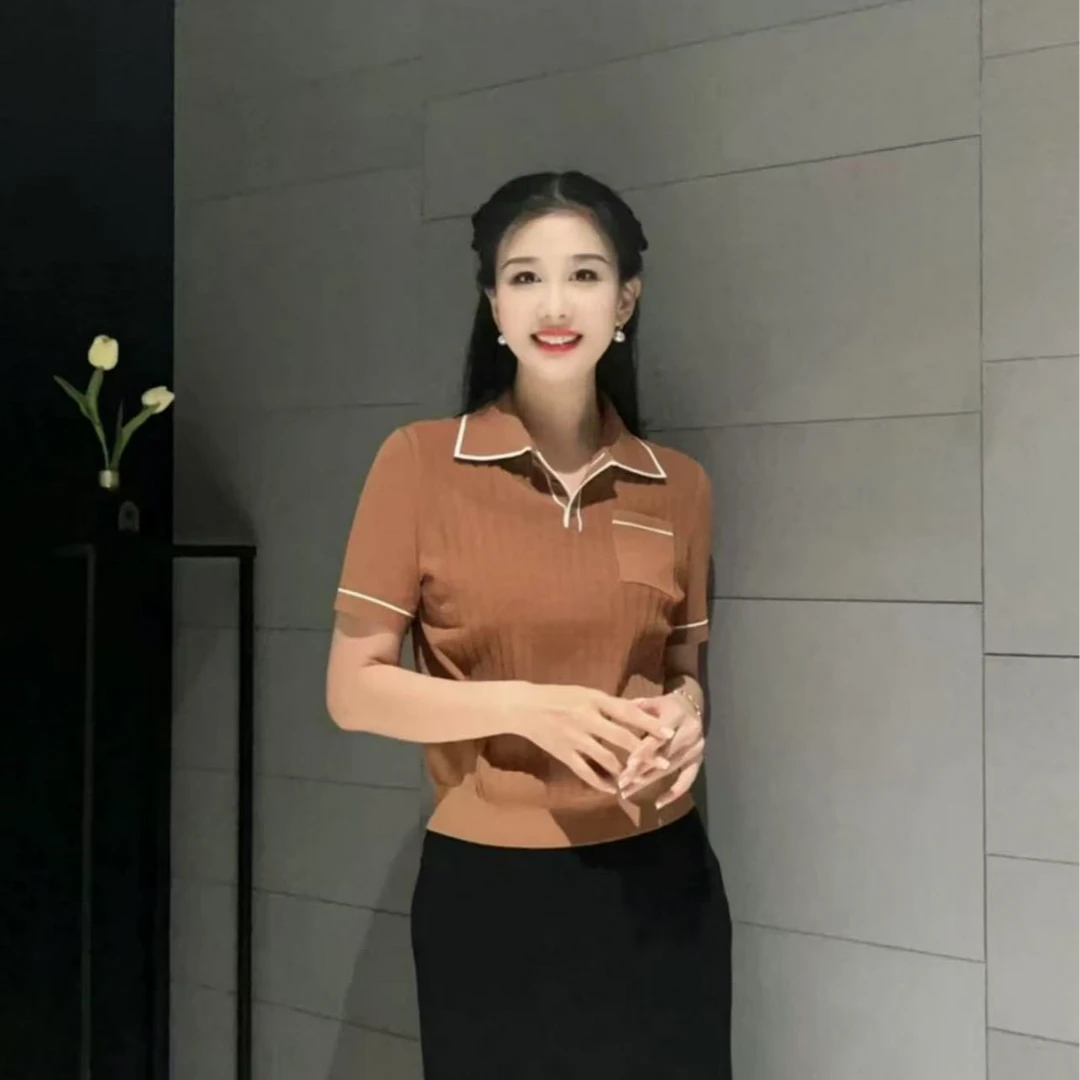 GIRDEAR/哥弟春夏新款休闲POLO领修身经典时尚短袖针织T恤138025