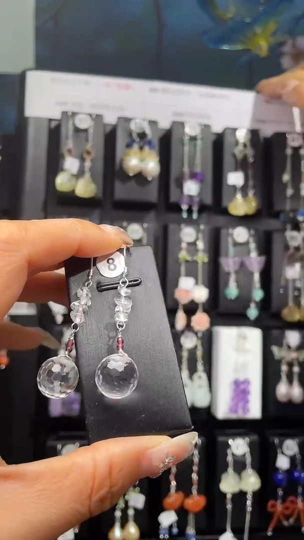 银S925镶嵌耳饰紫晶团***@ 团团圆圆