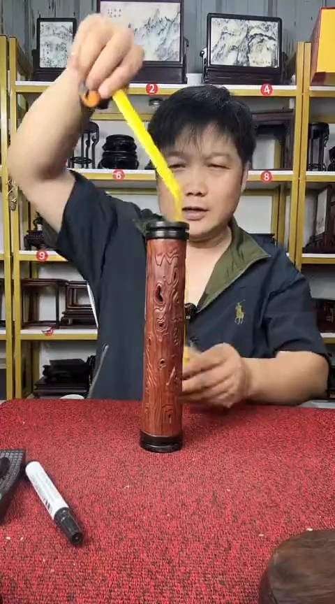 木紫光檀红檀线香桶25.5*5CM