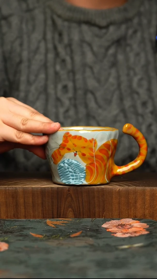 杯釉下彩手工手绘同款陶器