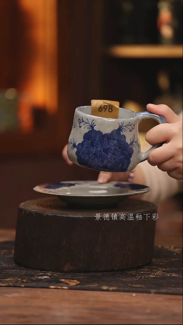 陶瓷景德镇高温釉下手绘陶瓷@L698@