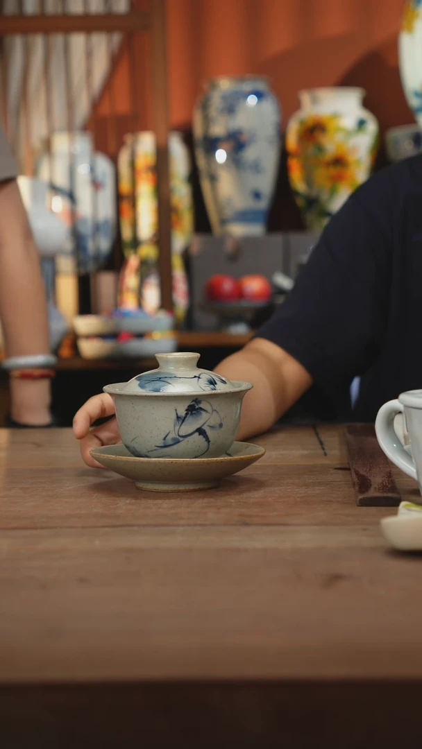 瓷片【简家甄选】景德镇设计师釉下手绘陶瓷餐具