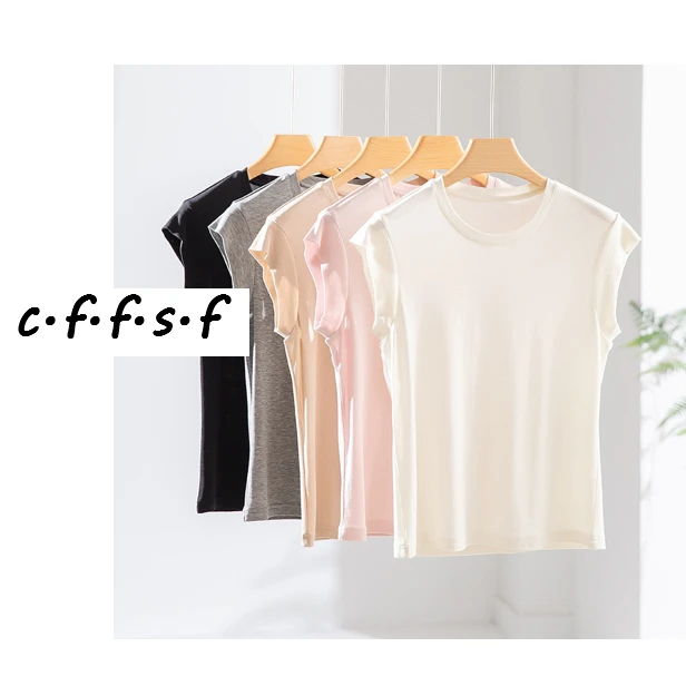 【裁缝方师傅家】夏季女士T恤紧致修身弹力百搭甜酷风圆领短袖T恤