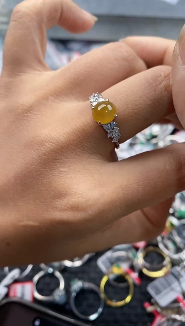 银S925镶嵌戒指翡翠888---8