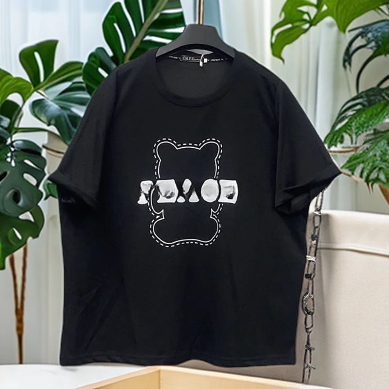 160-200斤 衣长72胸围130 液态棉小熊字母T恤