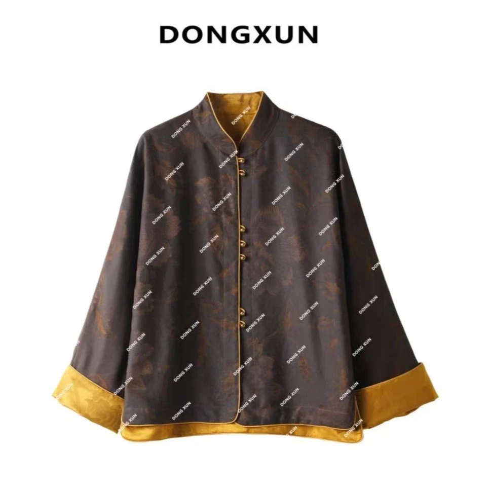 【花】百分百桑蚕丝香云纱新中式国风双面穿短外套