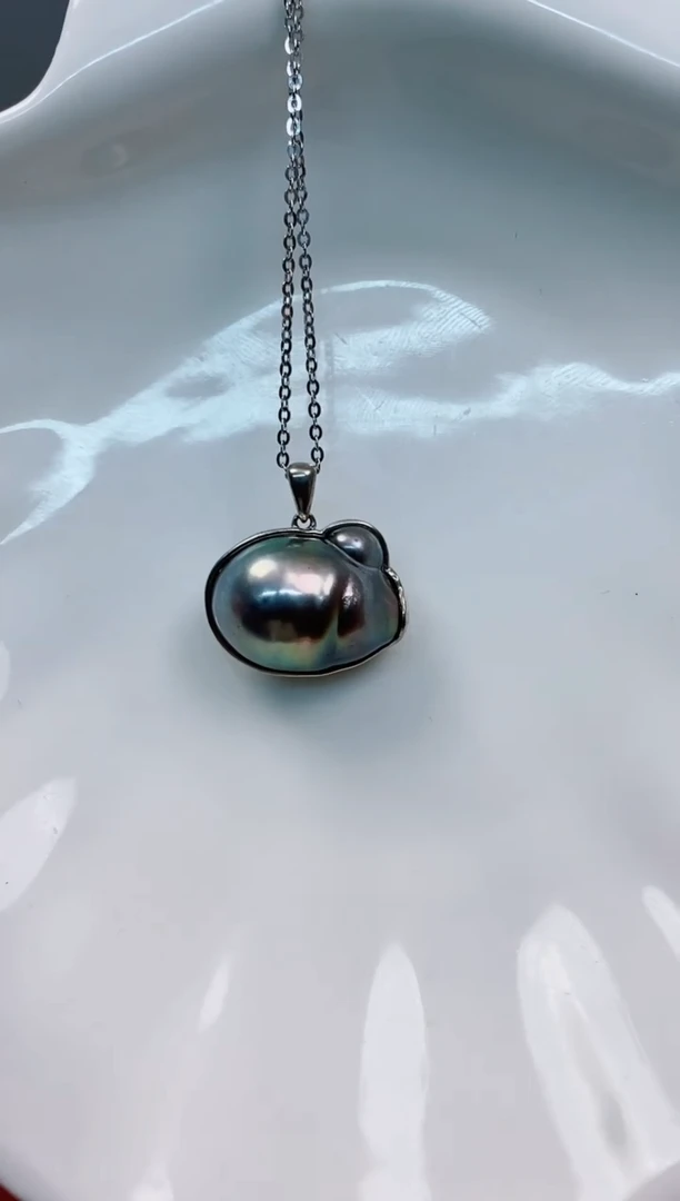 【闪购商品】海水珍珠吊坠(赠链)银S925镶嵌12-13海水珍珠吊坠