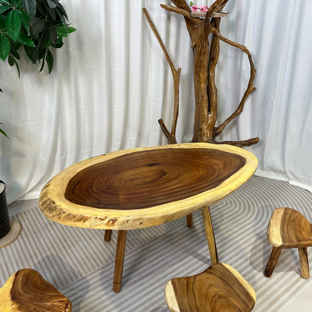 南美胡桃木整木大板桌子阳台桌新中式轻奢家用客厅桌椅新中式复古