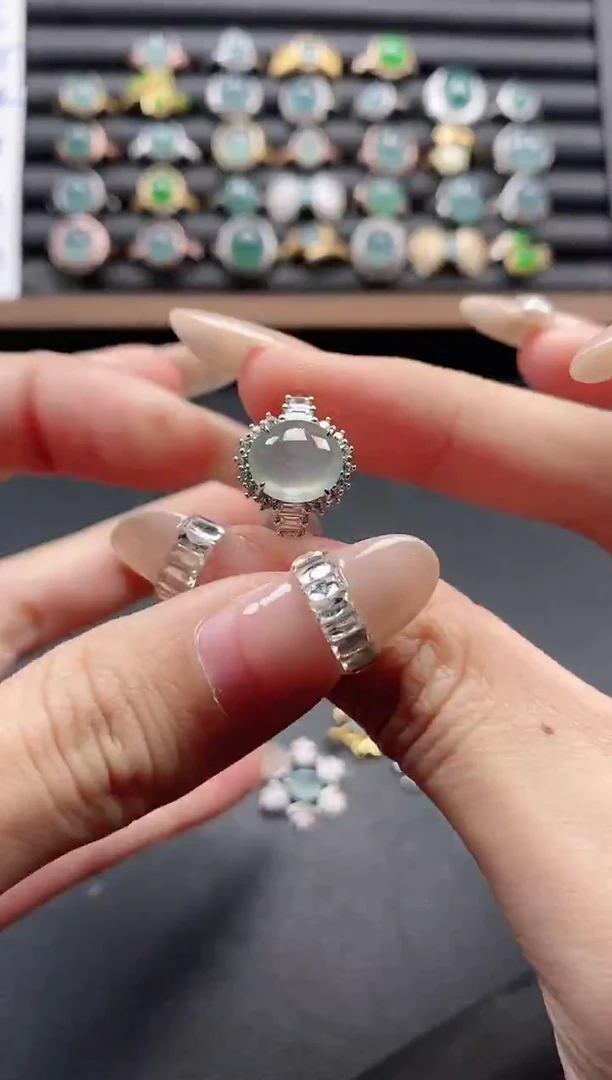 银S925镶嵌戒指翡翠51511