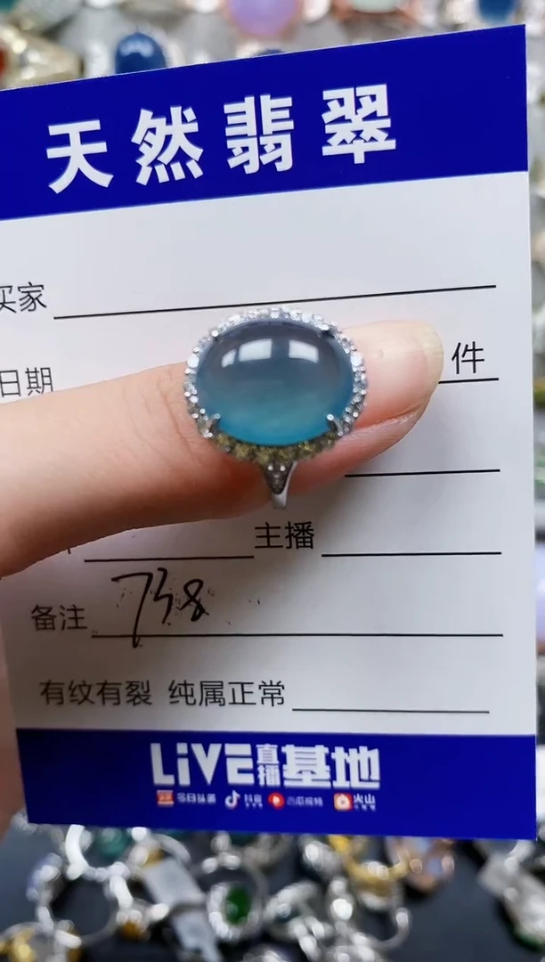 翡翠戒指银S925镶嵌738