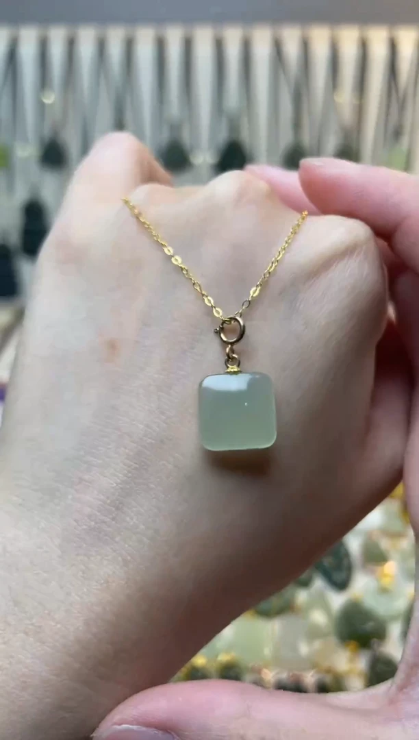 吊坠(不含链)银S925镶嵌和田玉方糖