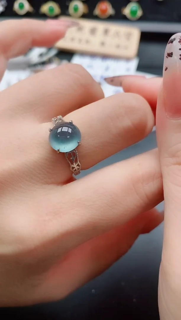 银S925镶嵌戒指翡翠1