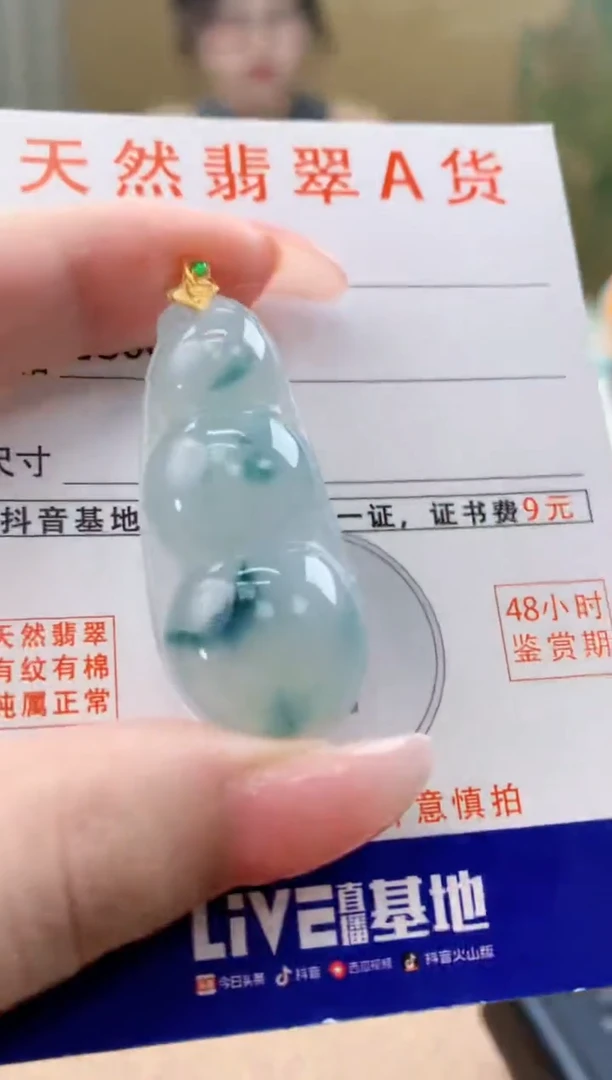 颈饰18K金镶嵌翡翠天然A货翡翠挂件