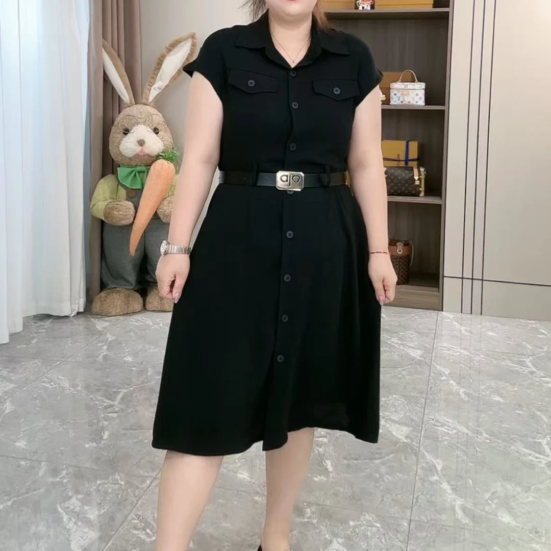 8888高级感翻领衬衫版连衣裙（带腰带）