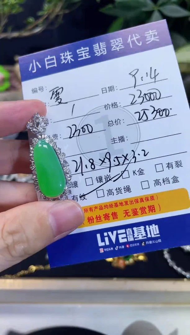 吊坠(不含链)18K金镶嵌翡翠雯*吊坠