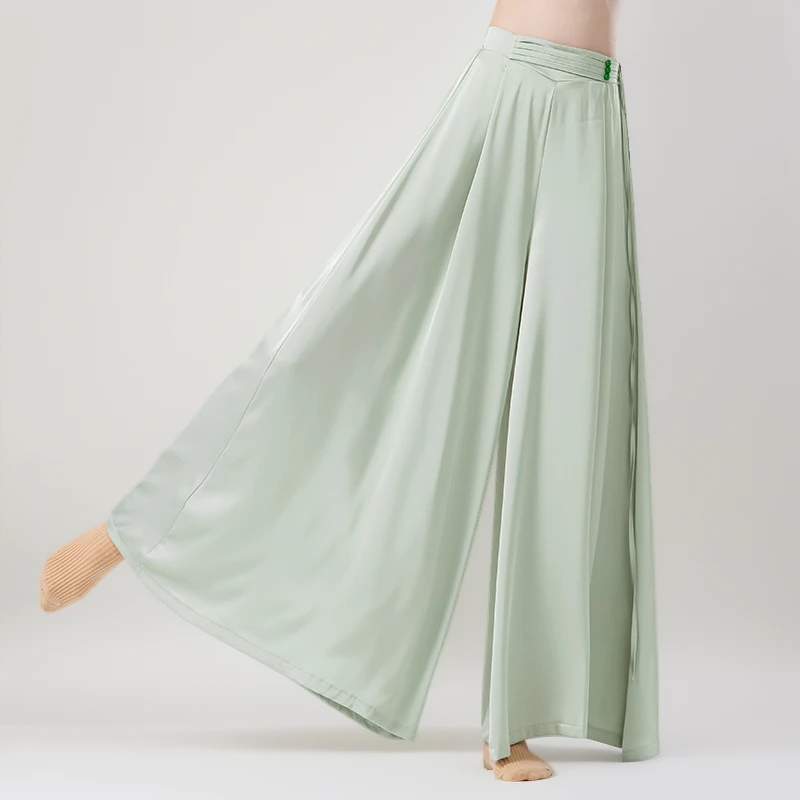 现代舞练功服女直筒束腰阔腿裤飘逸中国舞飘带古典舞艺考舞蹈服装