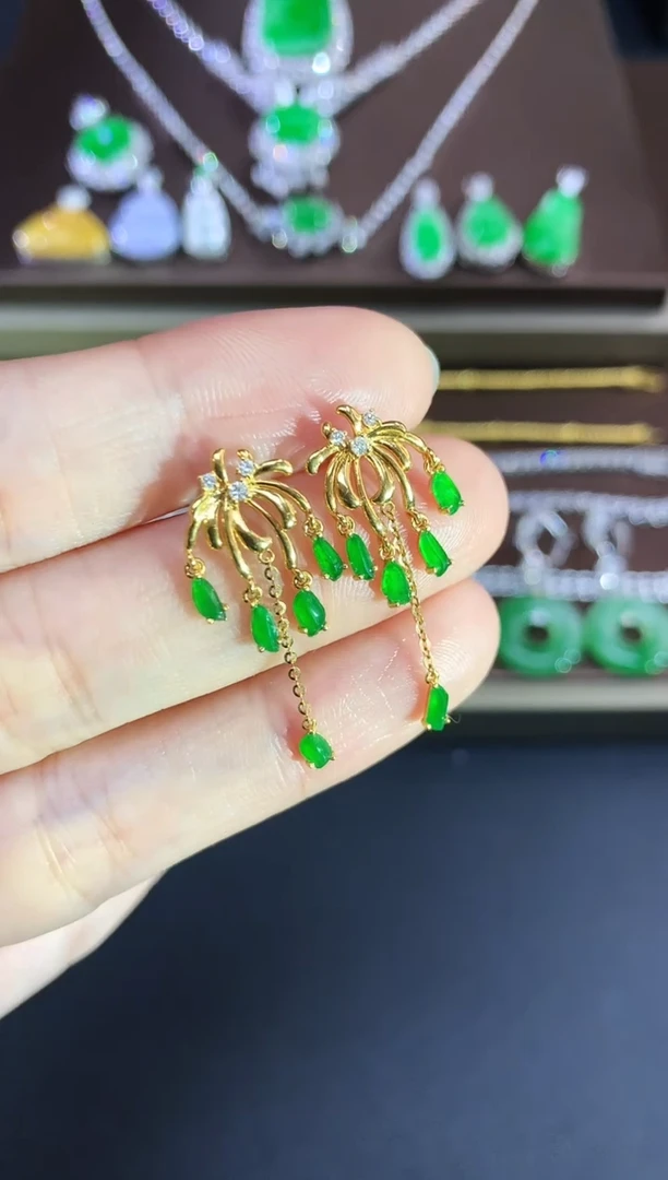 18K金镶嵌翡翠耳饰203|