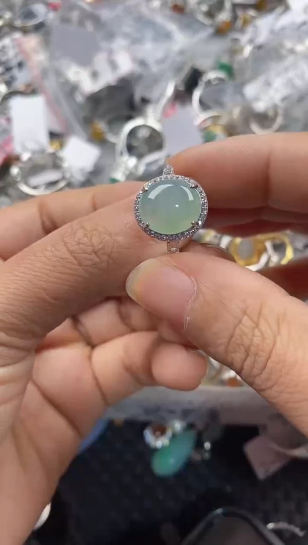 银S925镶嵌戒指翡翠7777---2