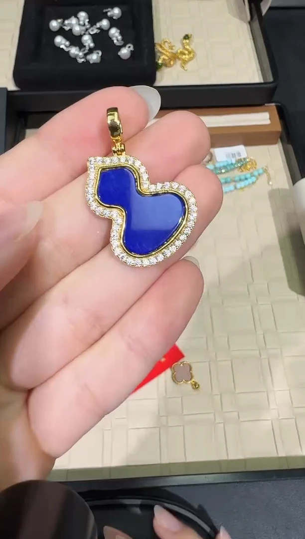 【闪购商品】青金石吊坠银S925镀金镶嵌X0202-1332-56多样性发