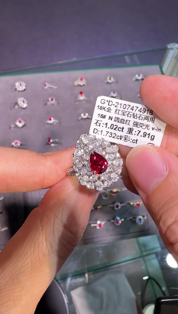 18K金镶嵌戒指红宝石【闪购】1.02ct/展会同步价/无烧鸽血红