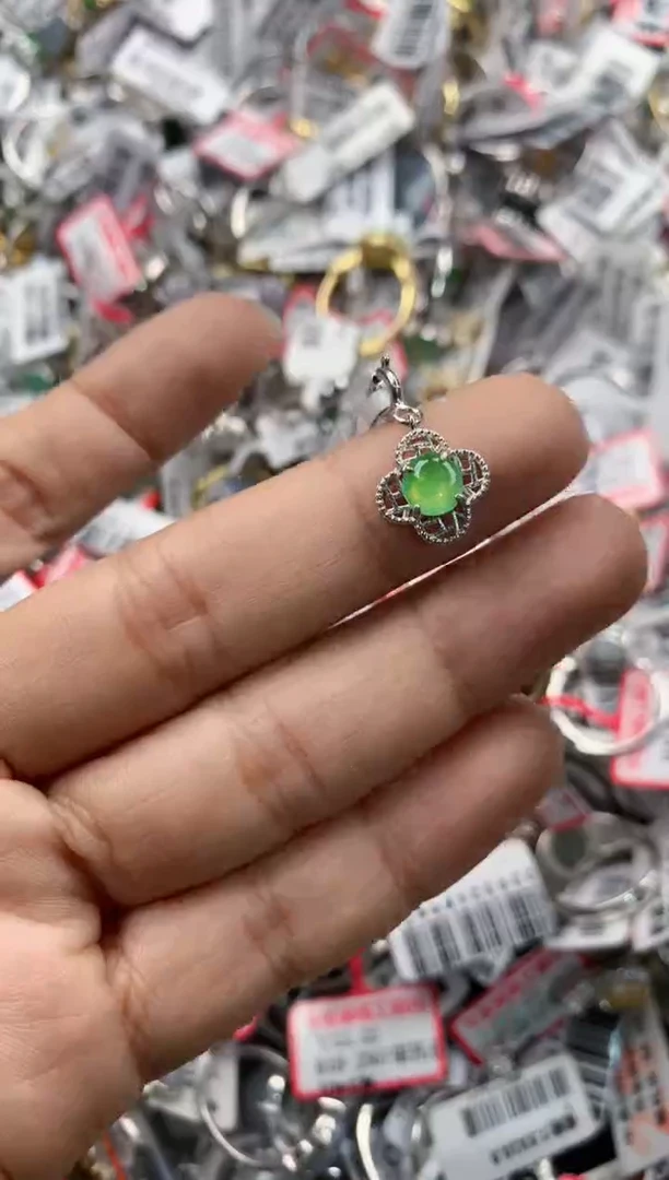 银S925镶嵌戒指翡翠151515---1