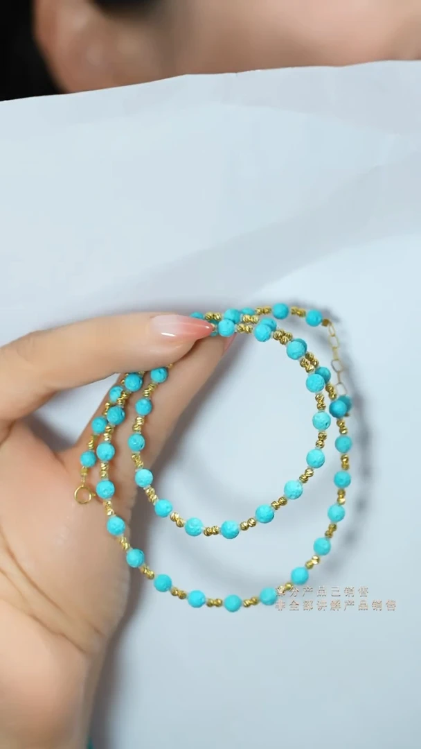 【闪购商品】绿松石项链18K金镶嵌支持48小时鉴赏