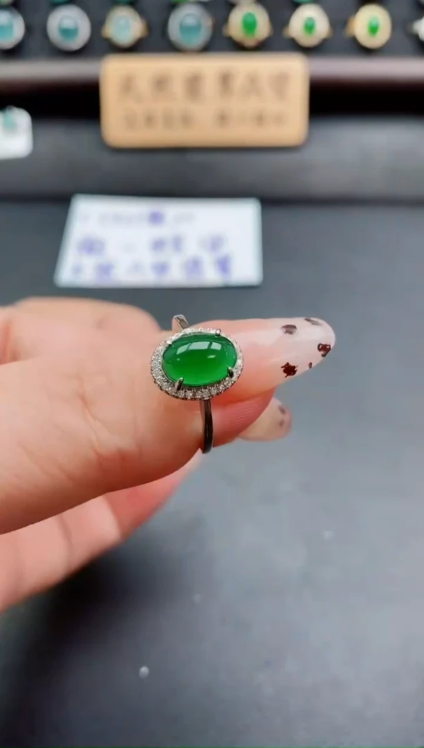 银S925镶嵌戒指翡翠1